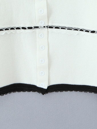 コントラストトリムニットのコーディネートセット（クロップドカーディガンとショートパンツ付き、レディース向け）2025年