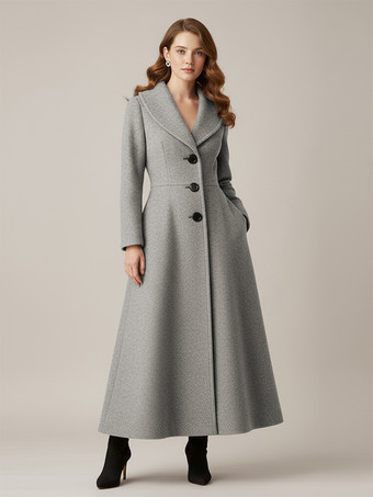 ショールカラーのフルレングスウールコート（レディース）2025
