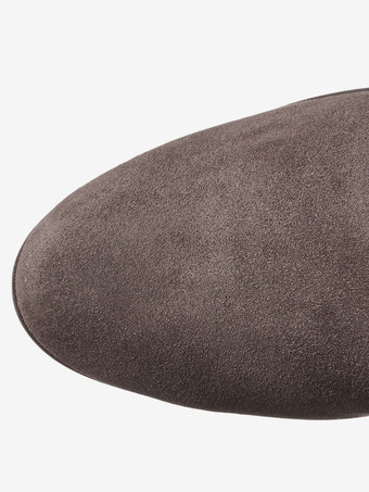 スエードオーバーニーブーツ レディース ラウンドトゥ スタッズ フラット サイハイブーツ