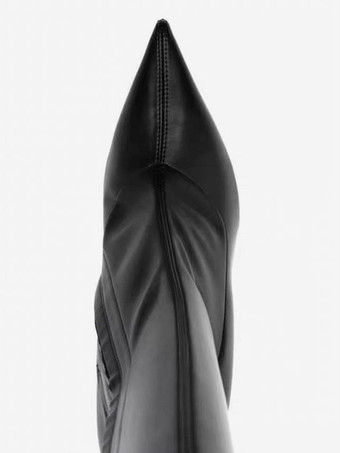 レディース ウェッジブーツ ポインテッドトゥ デザインヒール ニーハイブーツ