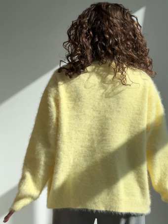 Fuzzy Knit V-Neck Cardigan For Women 2025