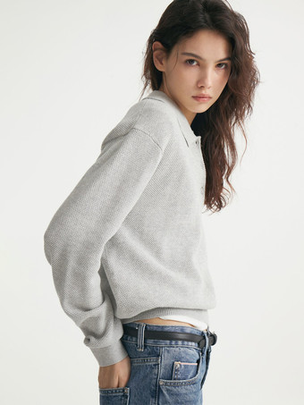 Relaxed Fit Strick-Polopullover mit klassischem Kragen für Damen 2025