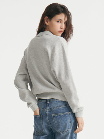 Relaxed Fit Strick-Polopullover mit klassischem Kragen für Damen 2025