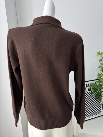 Relaxed Fit Strick-Polopullover mit klassischem Kragen für Damen 2025