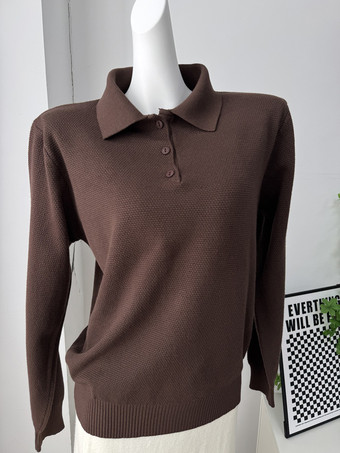 Relaxed Fit Strick-Polopullover mit klassischem Kragen für Damen 2025