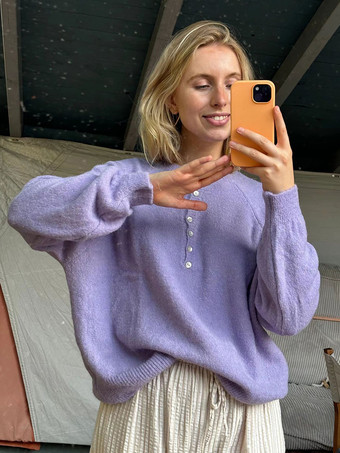 カジュアルオーバーサイズヘンリーセーター（ラグランスリーブ、レディース）2025年