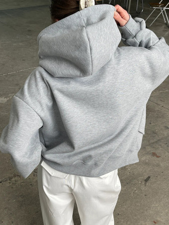Felpa oversize con zip grigia per donna 2025