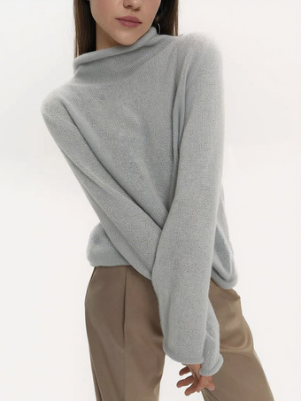 Grigio ChiaroTop in maglia trasparente a maniche lunghe per donna 2025