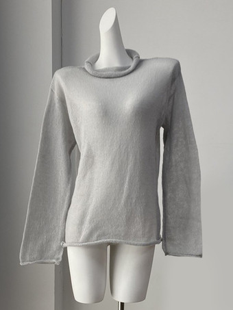 Top in maglia trasparente a maniche lunghe per donna 2025