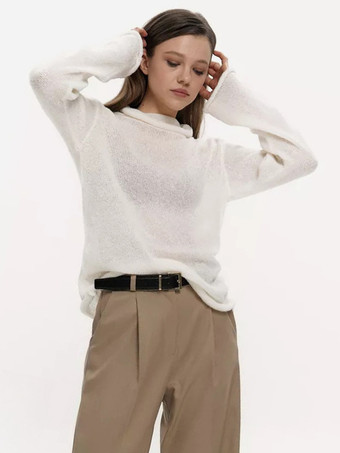 Top in maglia trasparente a maniche lunghe per donna 2025