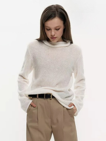 Top in maglia trasparente a maniche lunghe per donna 2025