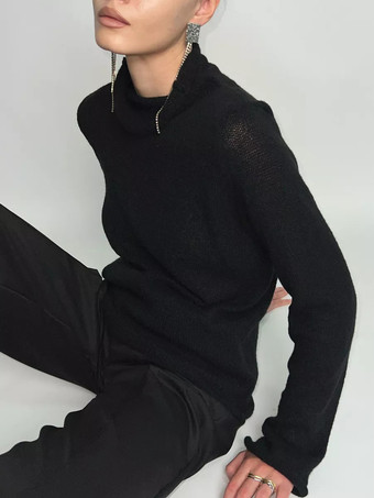 Top in maglia trasparente a maniche lunghe per donna 2025