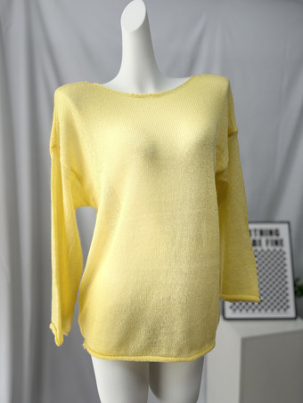 Sheer Oversized Boat Neck Knitted Top For Women 2025