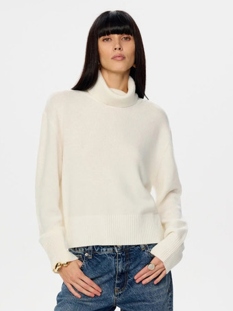 WeißEinfarbiger Strickpullover mit Wasserfallausschnitt für Damen 2025