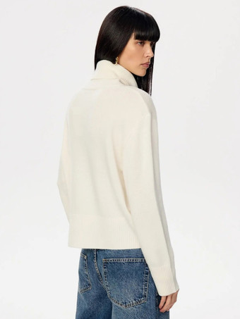 Einfarbiger Strickpullover mit Wasserfallausschnitt für Damen 2025