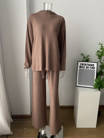 Conjunto de ropa de estar por casa de punto liso para mujer 2025