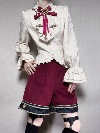 クリスマスプリンスロリータセット レッド 長袖シャツ パンツ オーバーコートセット