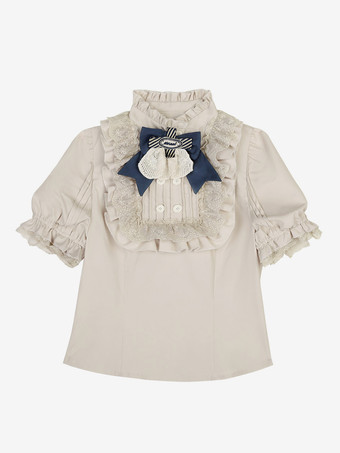 クラシックなロリータスーツ、白いブラウスと青いスカート、コルセットの3点セット、スチームパンク時代のスタイルのロリータコスチューム