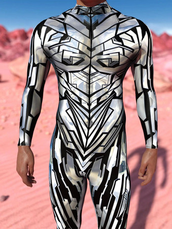Patterned Zentai Suits Steampunk Mech Bodysuit 3D Printed Tight Jumpsuit