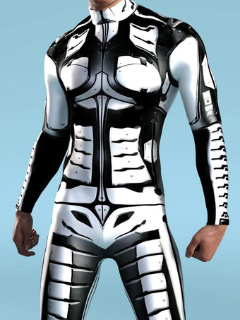 柄入りゼンタイスーツ ブラック スチームパンク メカニカルボディスーツ 3Dプリント サイバーパンク 全身ジャンプスーツ