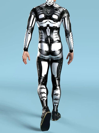 柄入りゼンタイスーツ ブラック スチームパンク メカニカルボディスーツ 3Dプリント サイバーパンク 全身ジャンプスーツ