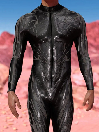 柄入りゼンタイスーツ ブラック スチームパンク メカニカルボディスーツ 3Dプリント サイバーパンク 全身ジャンプスーツ