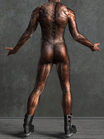 模様付き全身タイツスーツ 肌色シミュレーションボディスーツ 3Dプリント筋肉全身ジャンプスーツ