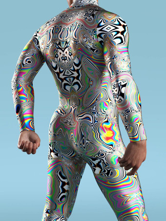 柄入りゼンタイスーツ ゼブラ柄 カモフラージュプリント ボディスーツ 3D 錯覚 タイト ジャンプスーツ