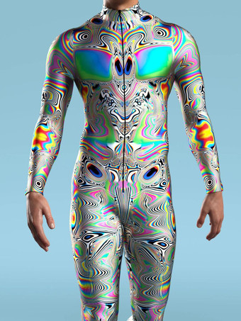 柄入りゼンタイスーツ ゼブラ柄 カモフラージュプリント ボディスーツ 3D 錯覚 タイト ジャンプスーツ