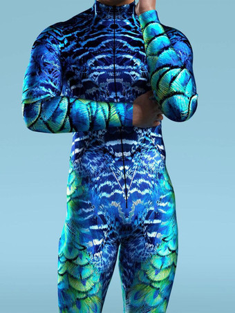 柄入りゼンタイスーツ ゼブラ柄 カモフラージュプリント ボディスーツ 3D 錯覚 タイト ジャンプスーツ