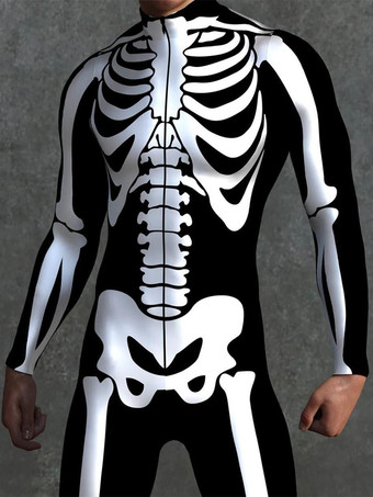 柄入り全身タイツスーツ ハロウィン スケルトン ボーン ボディスーツ 3Dプリント 解剖学に基づいたタイトなジャンプスーツ