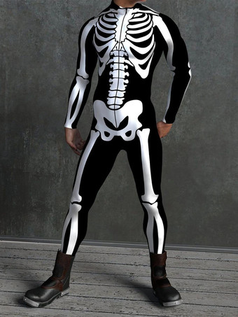 柄入り全身タイツスーツ ハロウィン スケルトン ボーン ボディスーツ 3Dプリント 解剖学に基づいたタイトなジャンプスーツ