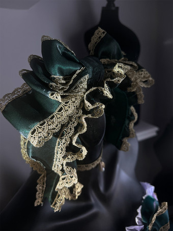 クラシックロリータストラップレスドレス、レースのリボンがアクセントのグリーンビクトリア朝スタイルのロリータガウン