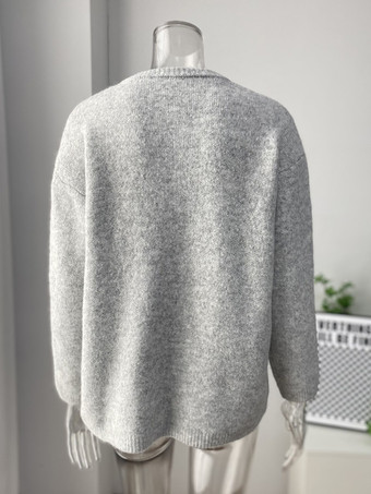 Cárdigan básico de punto con cuello redondo para mujer 2025