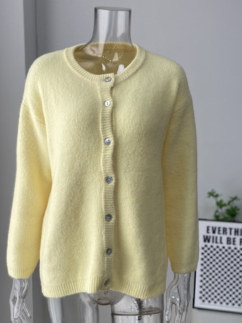 Cárdigan básico de punto con cuello redondo para mujer 2025