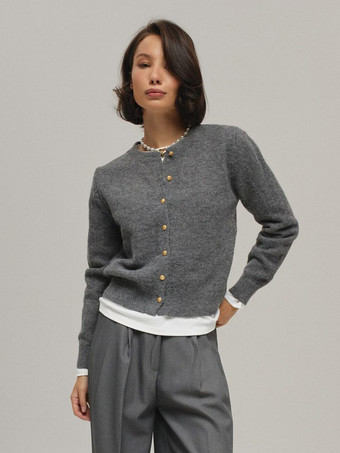 Cardigan in maglia basic con bottoni dorati per donna 2025