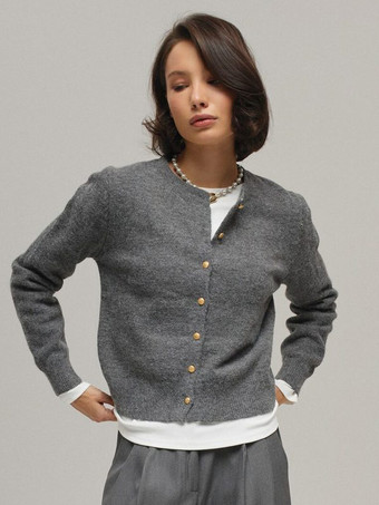 Cardigan in maglia basic con bottoni dorati per donna 2025