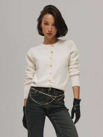 Cardigan in maglia basic con bottoni dorati per donna 2025