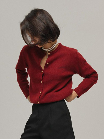 Cardigan in maglia basic con bottoni dorati per donna 2025