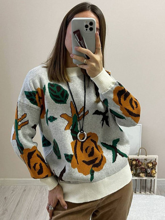 Maglione girocollo in maglia Vintage Rose per donna 2025