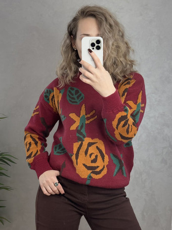 Maglione girocollo in maglia Vintage Rose per donna 2025