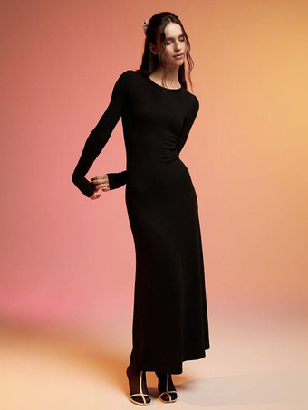 Langes transparentes Strickkleid für Frühling und Herbst 2025