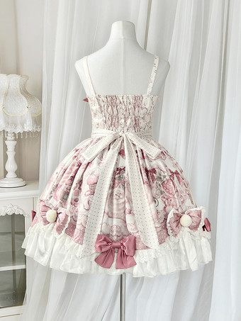 スイートロリータドレス、漫画プリントJSKドレスとピンクのケープのツーピースセット、かわいいプリンセスジャンパースカートセット