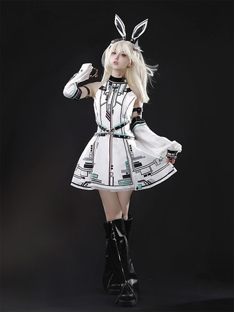 ゴシックロリータドレス フューチャーバトルプリンセス パンクテックスタイル JSK ヘッドピースとアームスリーブ付き