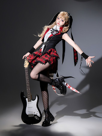 ゴシックロリータスーツフード付きジャケットとブラウスとスカートの3点セットミッドナイトバニーロックゴシックロリータスーツ