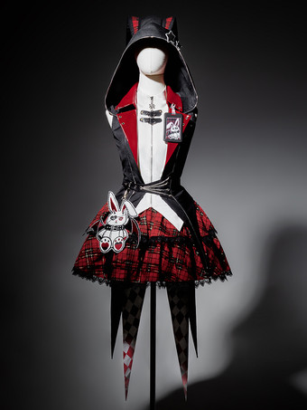 ゴシックロリータスーツフード付きジャケットとブラウスとスカートの3点セットミッドナイトバニーロックゴシックロリータスーツ