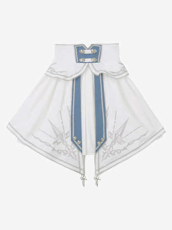 ミリタリーロリータ制服セット 長袖シャツとコルセットスカート ツーピースセット ホワイトブルー プリンスナイトスタイル ロリータコスチューム