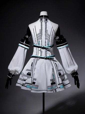 ゴシックロリータドレス フューチャーバトルプリンセス パンクテックスタイル JSK ヘッドピースとアームスリーブ付き