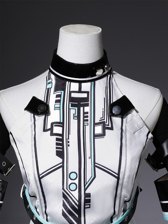 ゴシックロリータドレス フューチャーバトルプリンセス パンクテックスタイル JSK ヘッドピースとアームスリーブ付き