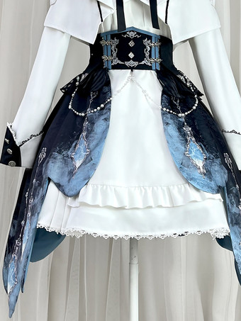 王子様ロリータセット ノースリーブワンピースと長袖ケープと取り外し可能なトレーンスカート 3点セット エレガントな騎士王子ロリータコスチューム